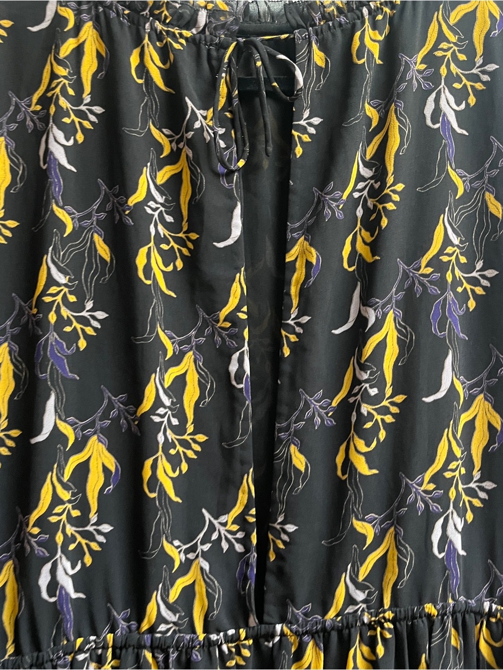 Le Fou Wilfred Aritzia Floral Chiffon Tiered Dress Black Size XL - Picture 10 of 12